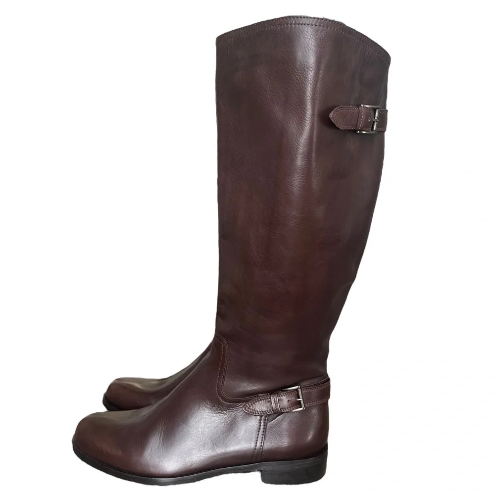 NWOB Garnet Hill Italian brown leather boots size 10.#27499